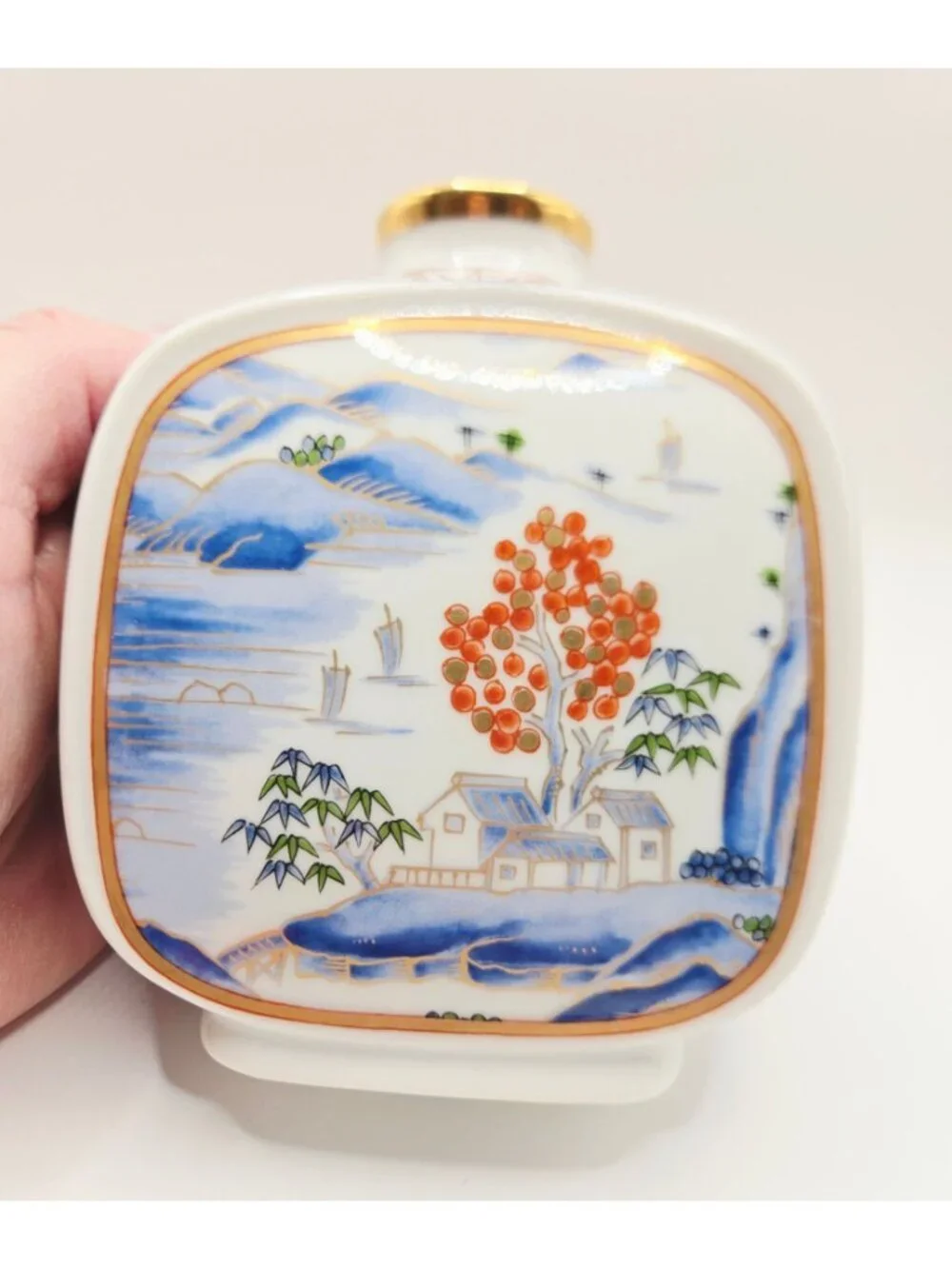 Hand-Painted Otagiri Japanese Porcelain Vase Scenic Design